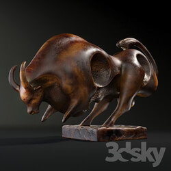 Modern Bronze Bull Sculpture 