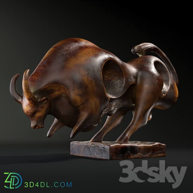 Modern Bronze Bull Sculpture