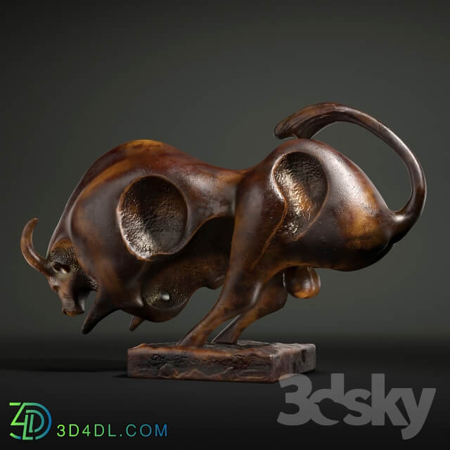 Modern Bronze Bull Sculpture