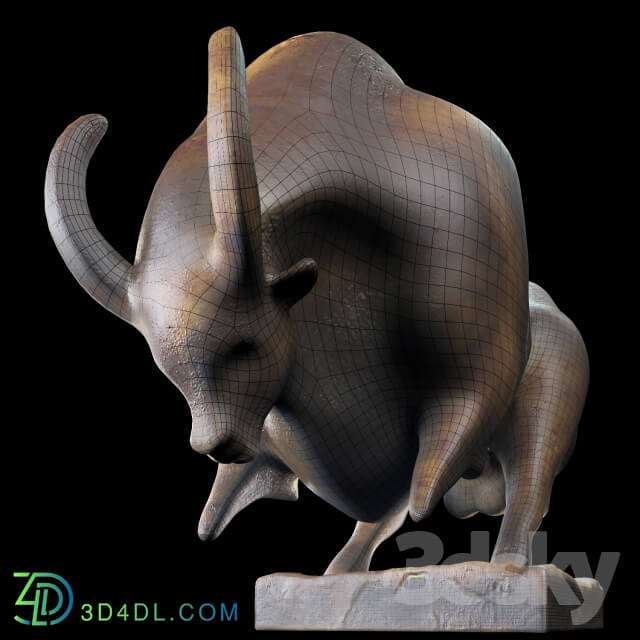 Modern Bronze Bull Sculpture