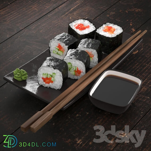Rolls with salmon and cucumber
