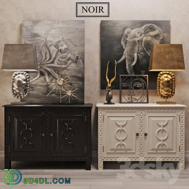 Sideboard Chest of drawer NOIR Athos Buffet Black amp White