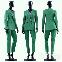 Woman Green Suit Clothes 3D Models 