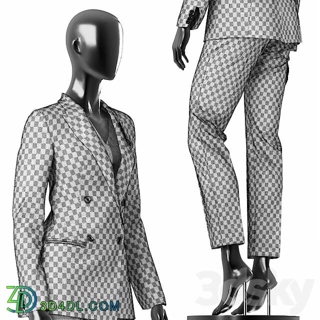 Woman Green Suit Clothes 3D Models