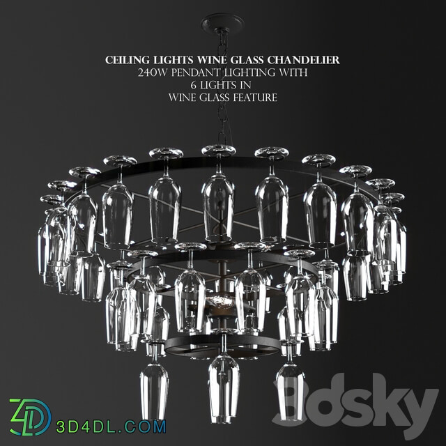 Ceiling Lights Wine Glass Chandelier 240W Pendant Lighting Wine Glass Feature Pendant light 3D Models