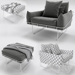 Wireframe Armchair and Ottoman 