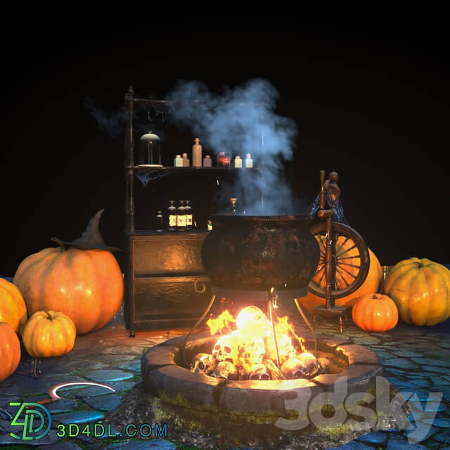 Halloween decor set max ue4 unity for the competition 3D Models