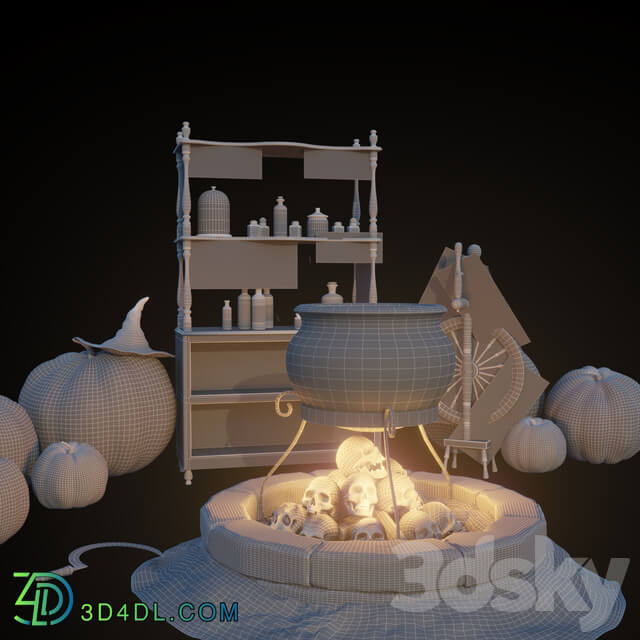 Halloween decor set max ue4 unity for the competition 3D Models