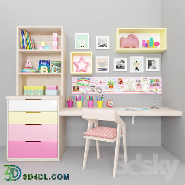 Table Chair Desk with decor in the nursery