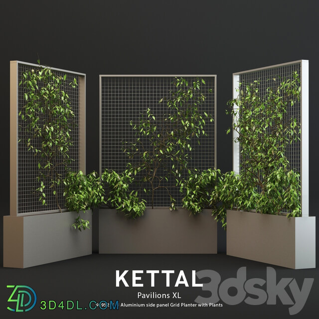 Kettal Pavilion XL Planter With Plants 3D Models