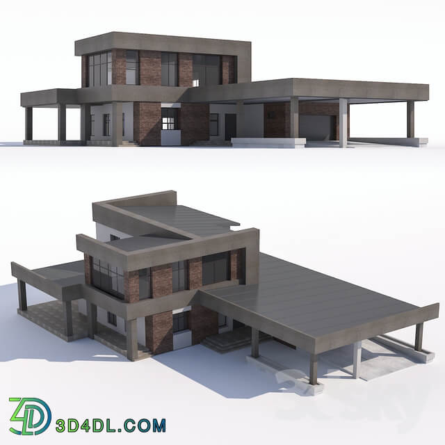 A modern two storey house with an attached garage and a canopy.