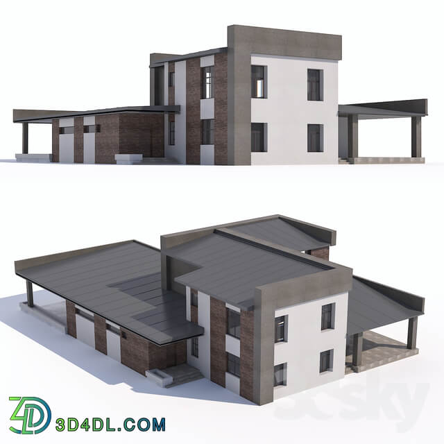 A modern two storey house with an attached garage and a canopy.