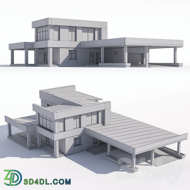 A modern two storey house with an attached garage and a canopy.