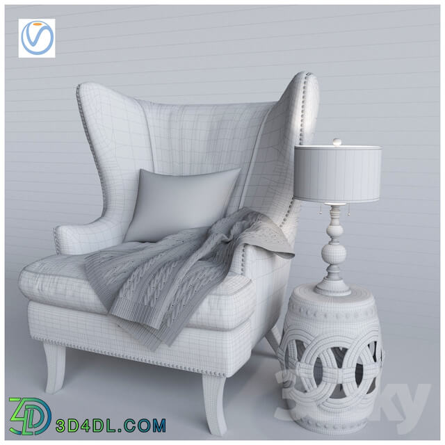 Armchair and knitted plaid Vray