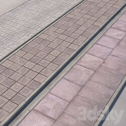 3 variants of pavement with road set 3 3D Models 