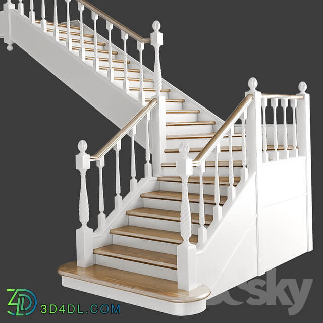 Classic angular staircase with staggered steps