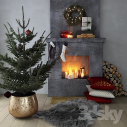 Fireplace with Christmas decor 