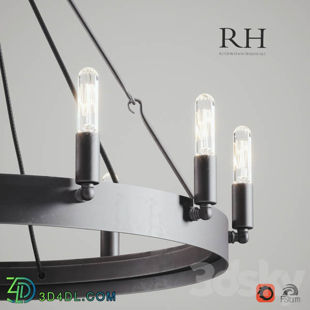 CAMINO VINTAGE CANDELABRA FILAMENT ROUND CHANDELIER IRON Pendant light 3D Models