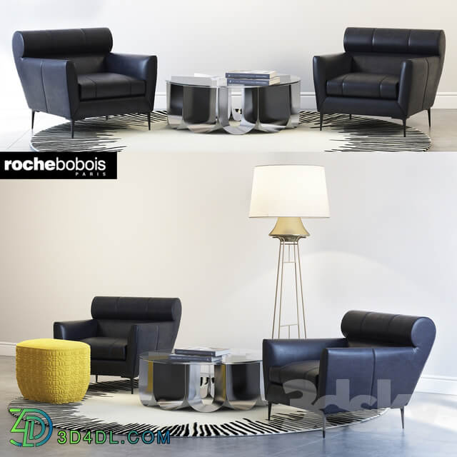 Roche bobois VIRGULE ARMCHAIR PARIS SUNSET TRILOGIE OTTOMAN