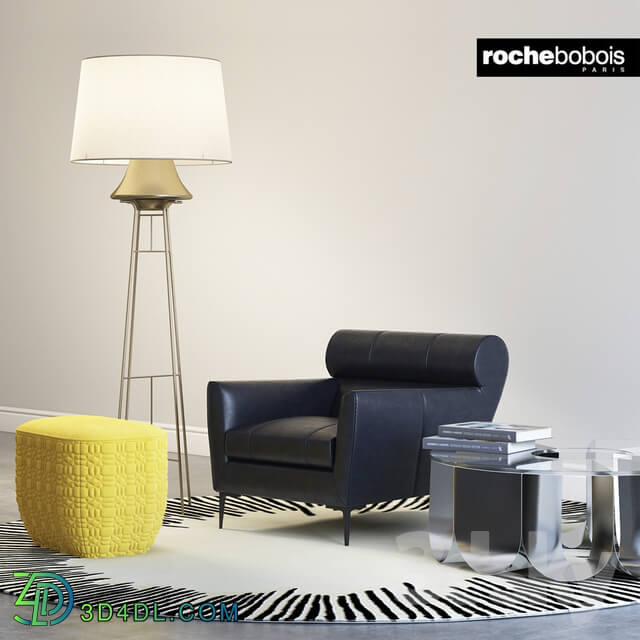 Roche bobois VIRGULE ARMCHAIR PARIS SUNSET TRILOGIE OTTOMAN