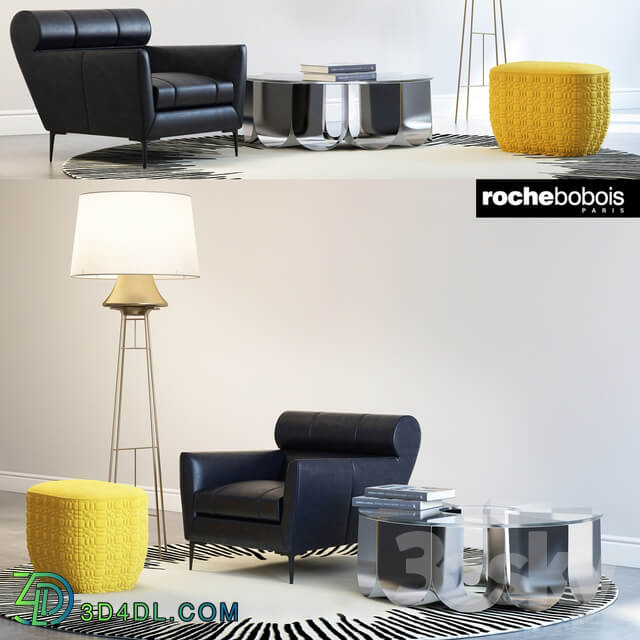 Roche bobois VIRGULE ARMCHAIR PARIS SUNSET TRILOGIE OTTOMAN