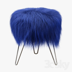 Blue Fake Fur Whimsical Stool 