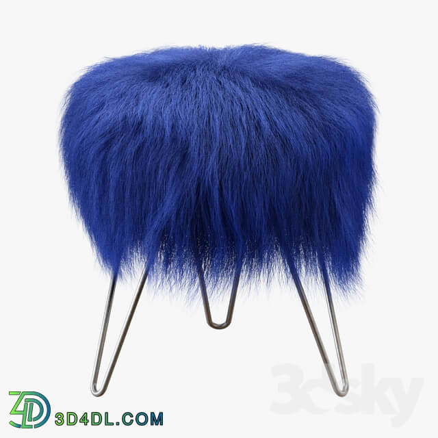Blue Fake Fur Whimsical Stool