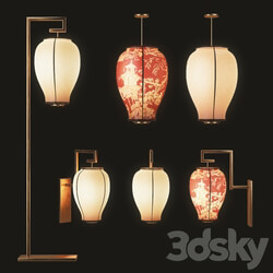 Asian Light Set Pendant light 3D Models 