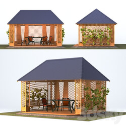 Wooden gazebo with grapes Other 3D Models 