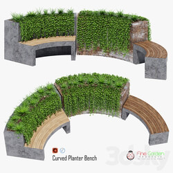 Curved planter bench two Other 3D Models 