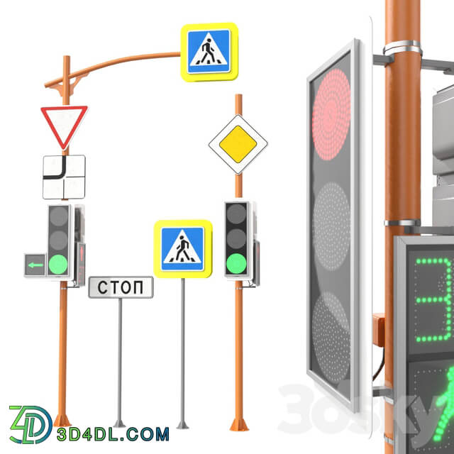 LED Traffic Light 3D Models