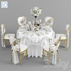 Table Chair Wedding table for 6 persons 2 Vray 