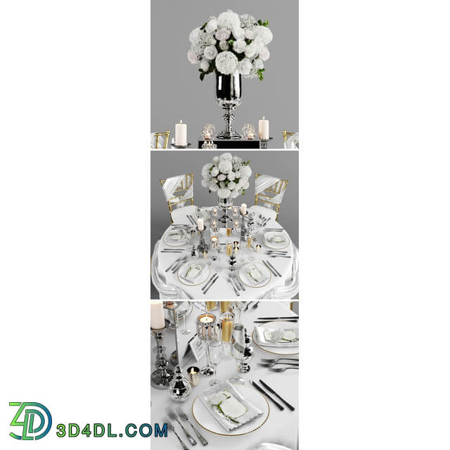 Table Chair Wedding table for 6 persons 2 Vray