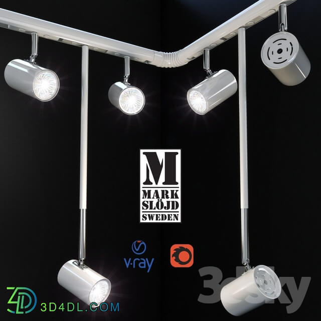 Track system of LED lamps model TRACK from comic MARKSLOJD Sweden.