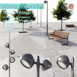 Paving concrete plates mix HR street furniture 06 3D Models 