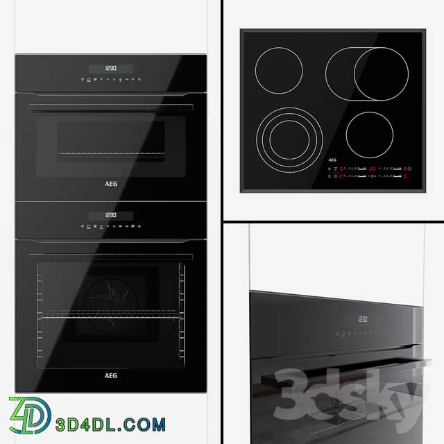 AEG an oven BPR742320B a compact oven KMR721000B and a hob HK565407FB