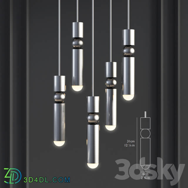 Fulcrum Light Polished Chrome Lee Broom Pendant light 3D Models