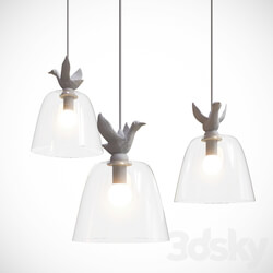 Loft Industry Glass Bird2 Triple Pendant light 3D Models 