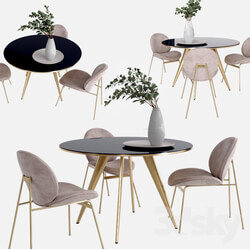 Table Chair WEST ELM set 6 