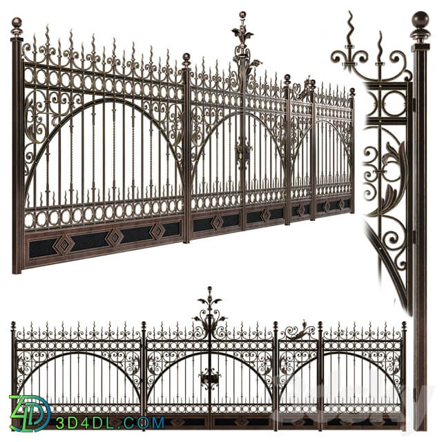 Forged gate wickets and fences N2 3D Models