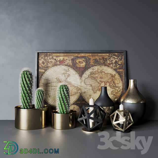 Decorative set with cactuses