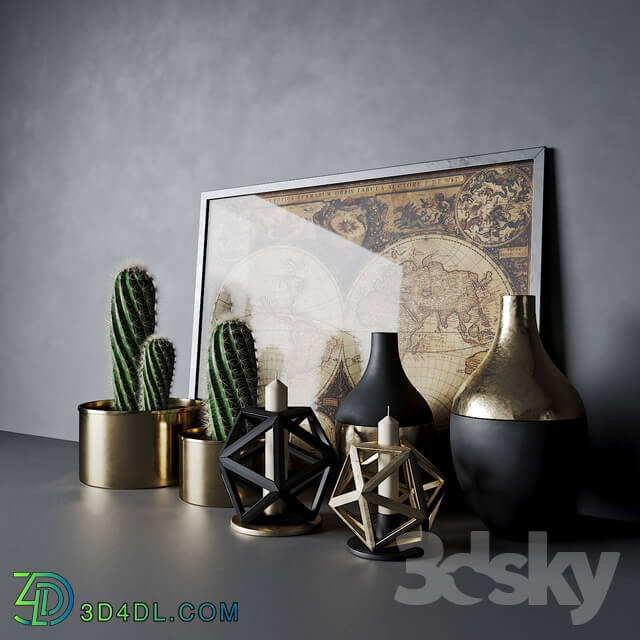 Decorative set with cactuses