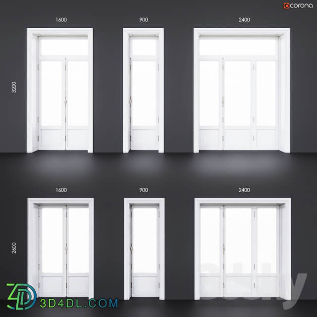 Wooden classical balcony doors