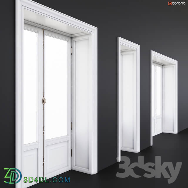 Wooden classical balcony doors