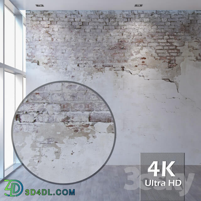 Stone Brick wall 60 with old plaster 