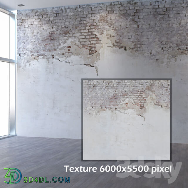 Stone Brick wall 60 with old plaster 