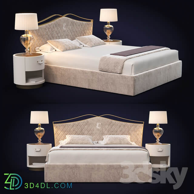 Bed Cantori set. Valentino Patrizia Lamp.