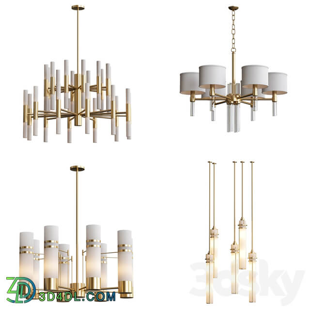 Wide Antique Brass Chandelier and pendant lamps Pendant light 3D Models