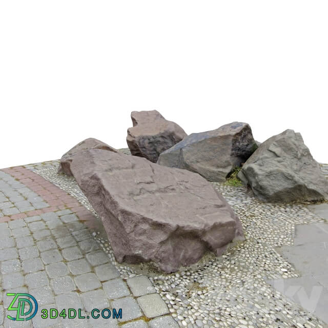 Stones for the city park Urban environment 3D Models