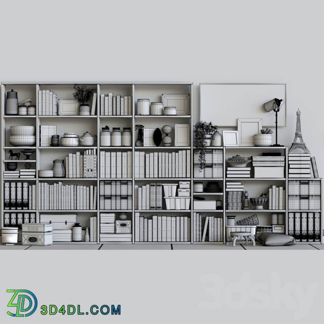 Large wardrobe with decor accessories figurines and vases Other 3D Models